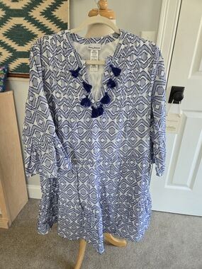 Tommy Bahama White Blue Dress Women Size Large